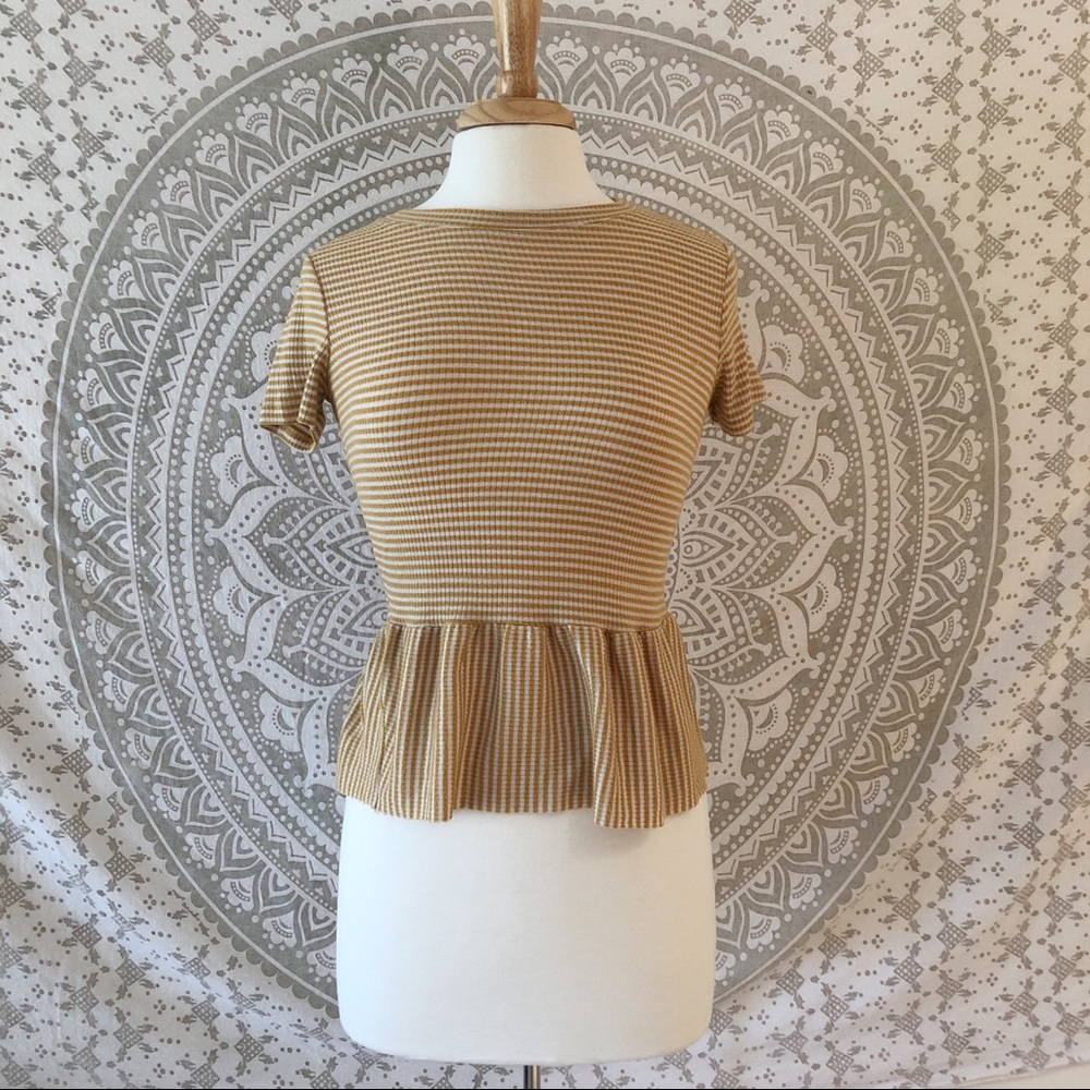 Yellow Striped Preppy Top with Skirted Bottom